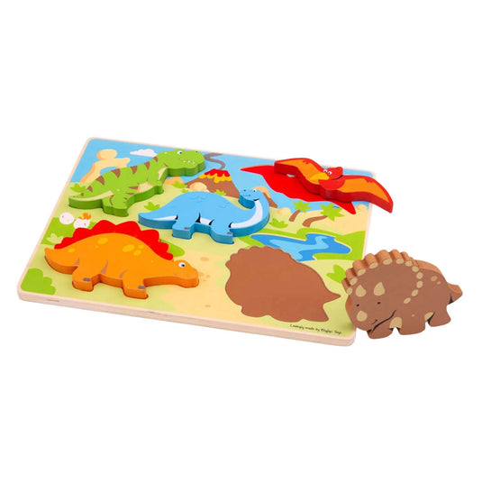 Bigjigs houten puzzel dinosaurus - 5st.