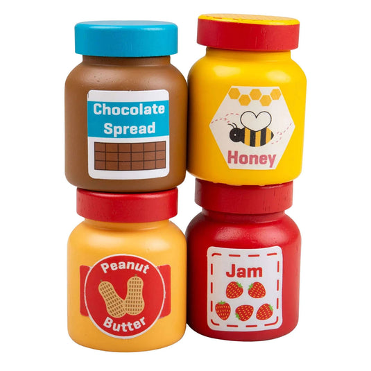 Bigjigs houten potten broodbeleg - 4st.