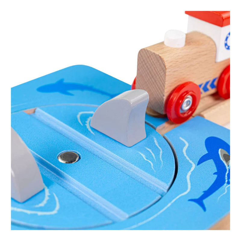 Afbeelding laden in galerijviewer, Bigjigs houten rails - haaienaanval - 4dlg.
