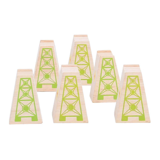 Bigjigs houten rails - brugpilaren - 4dlg.