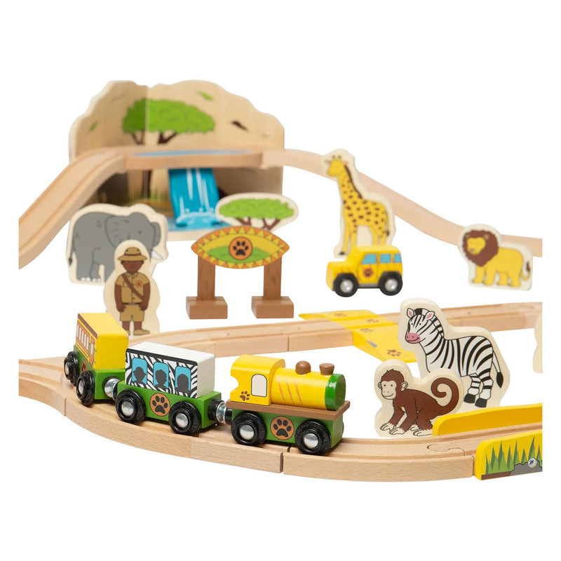 Afbeelding laden in galerijviewer, Bigjigs houten treinset safari - 38dlg.
