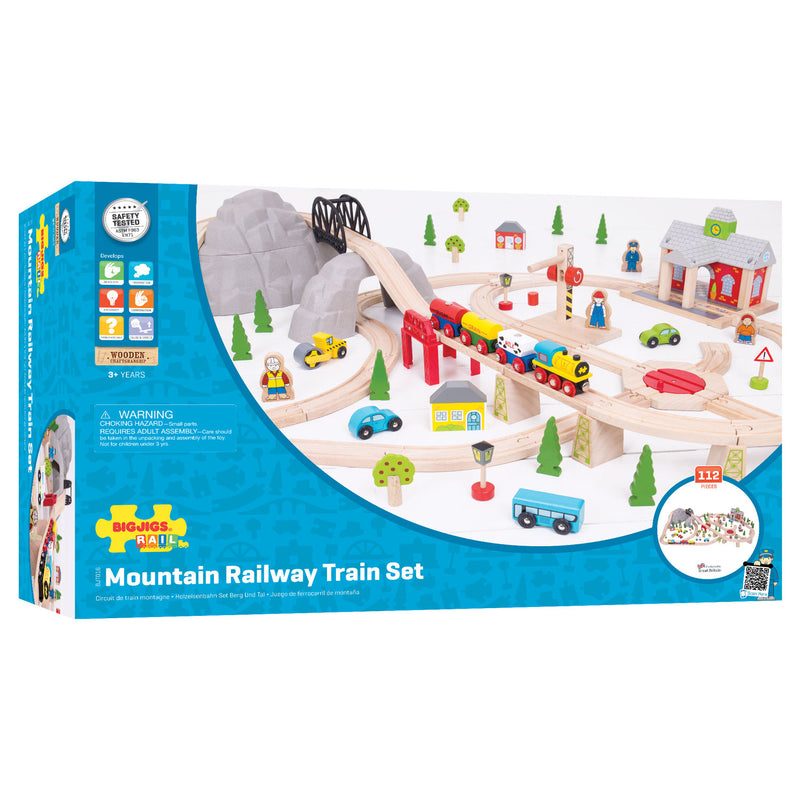 Afbeelding laden in galerijviewer, Bigjigs Houten Treinset Alpen, 112dlg.
