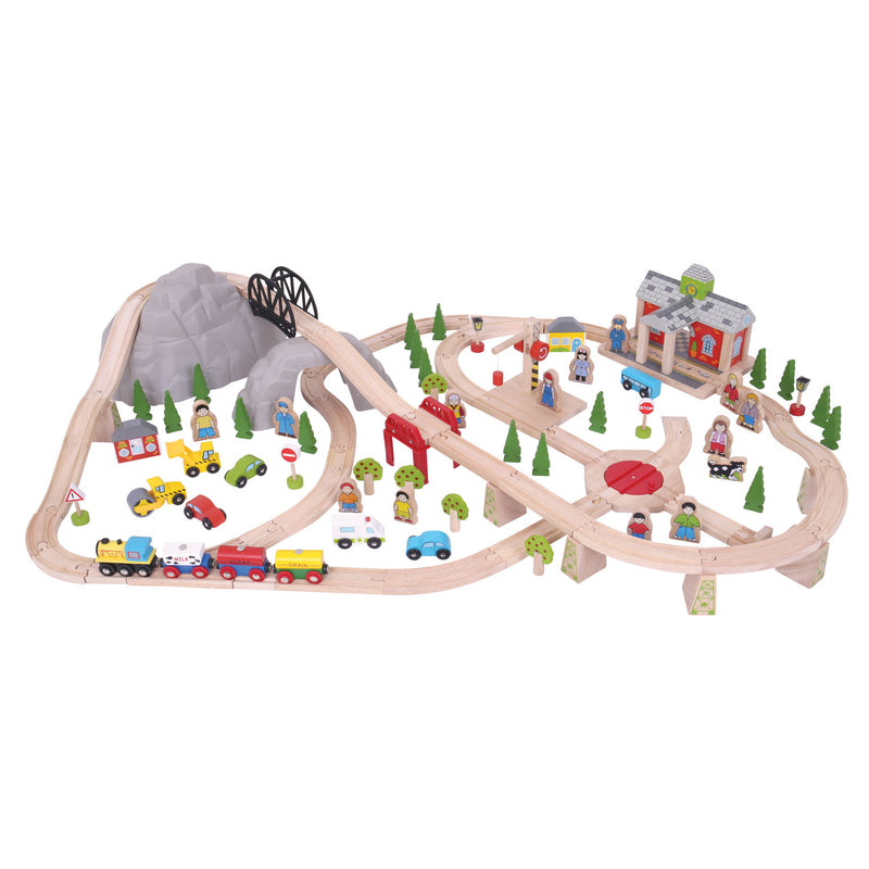 Afbeelding laden in galerijviewer, Bigjigs Houten Treinset Alpen, 112dlg.
