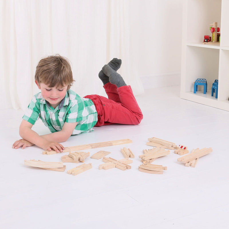 Afbeelding laden in galerijviewer, Kruising bigjigs houten rails uitbreidingsset, 25dlg.
