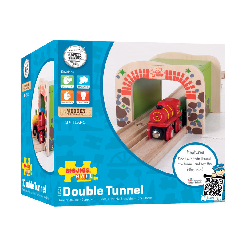 Afbeelding laden in galerijviewer, Bigjigs houten rails - dubbelspoor tunnel

