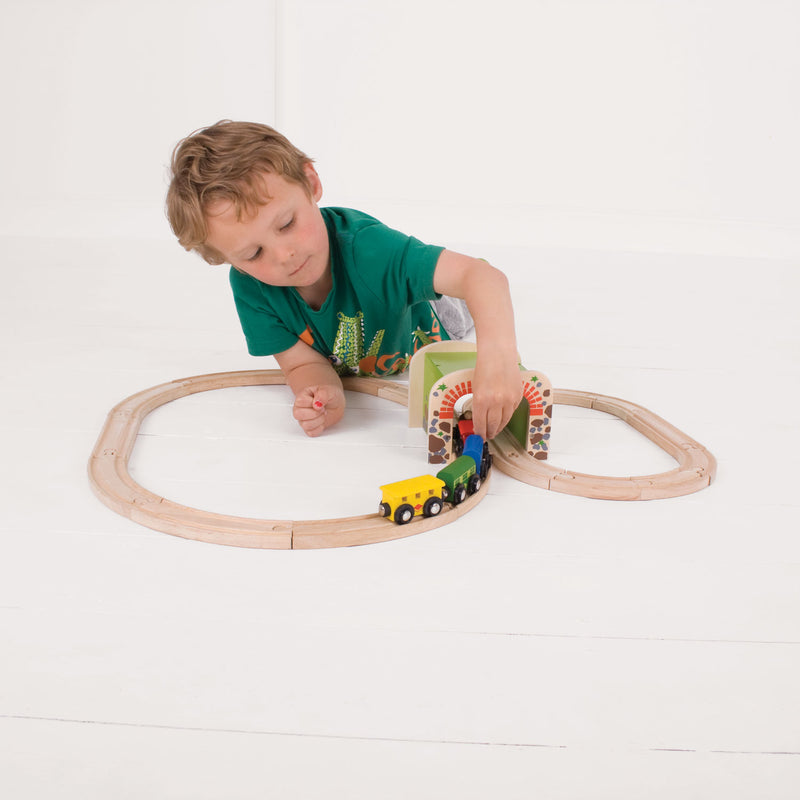 Afbeelding laden in galerijviewer, Bigjigs houten rails - dubbelspoor tunnel
