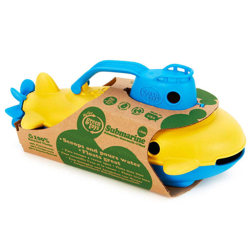 Afbeelding laden in galerijviewer, Green toys onderzeeer geel met blauw handvat -
