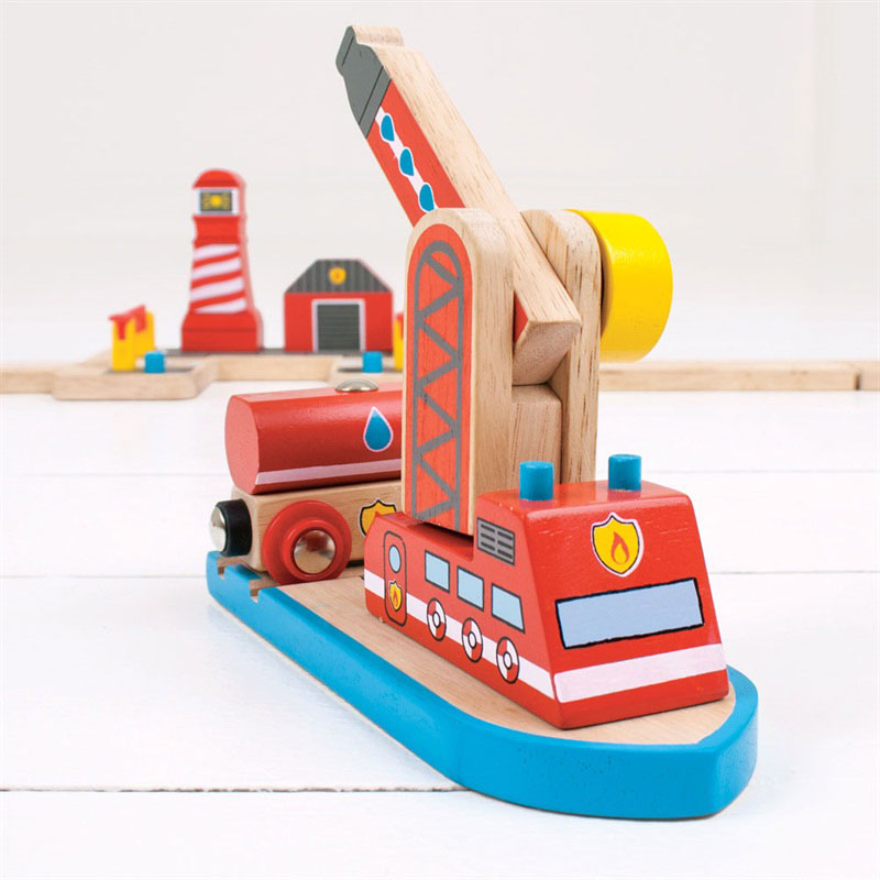 Afbeelding laden in galerijviewer, Bigjigs houten rails - brandweerhaven
