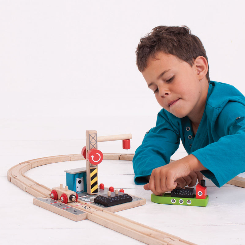 Afbeelding laden in galerijviewer, Bigjigs houten treinrails - haven kolen laadstation
