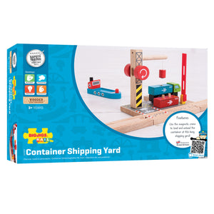 Bigjigs houten speelgoed haven met kraan, vrachtwagen en boot