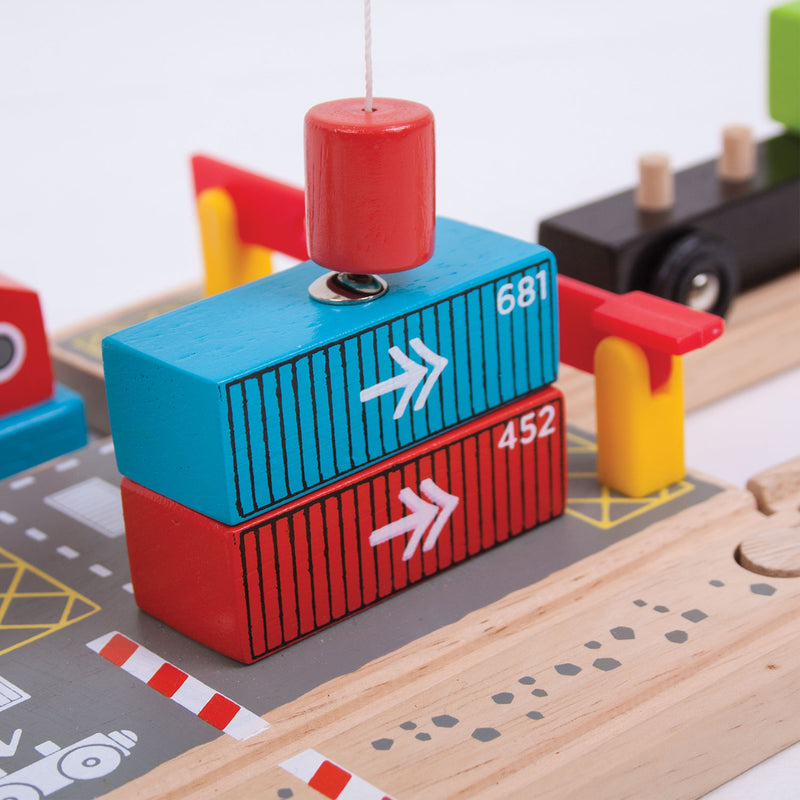 Afbeelding laden in galerijviewer, Bigjigs houten rails - container scheepswerf
