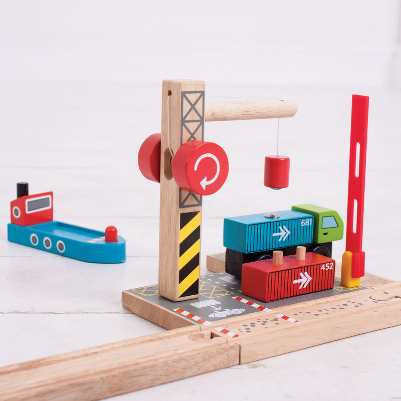 Afbeelding laden in galerijviewer, Bigjigs houten rails - container scheepswerf
