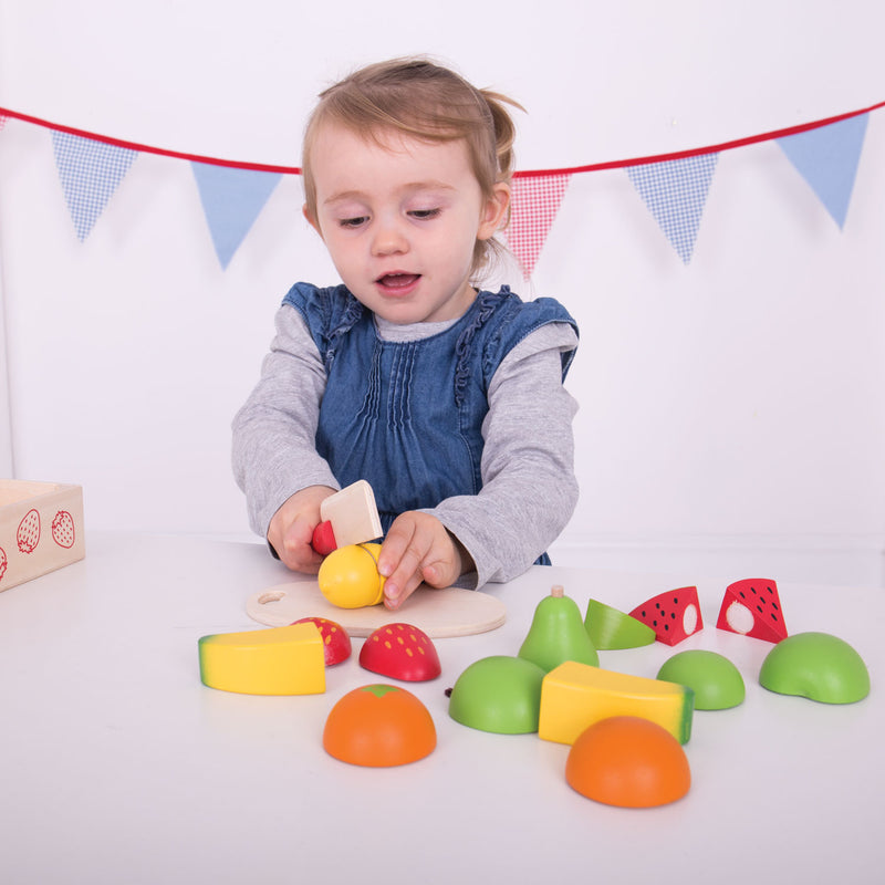 Afbeelding laden in galerijviewer, Bigjigs houten kistje met snijfruit

