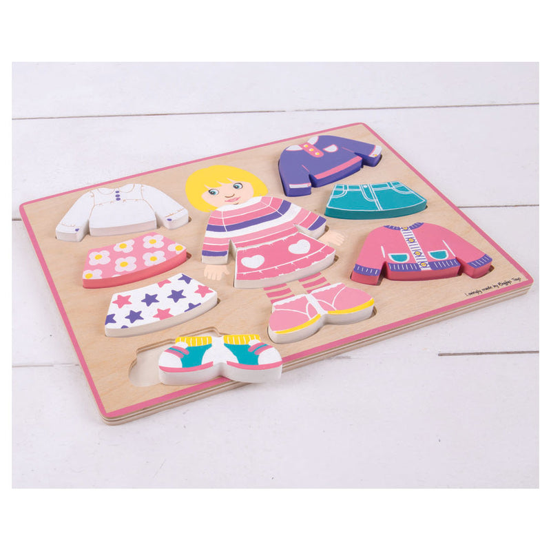 Afbeelding laden in galerijviewer, Bigjigs houten aankleedpuzzel meisje, 10st.
