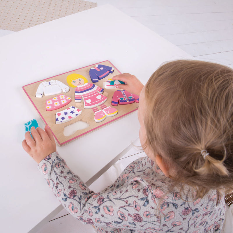 Afbeelding laden in galerijviewer, Bigjigs houten aankleedpuzzel meisje, 10st.
