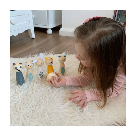 Simply scandi bigjigs toys - kegelspel 'bosdieren' - hout speelgoed - houten kegelspel - 7-delig
