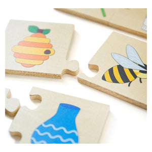 Bigjigs houten legpuzzel dingen die samengaan, 32st.