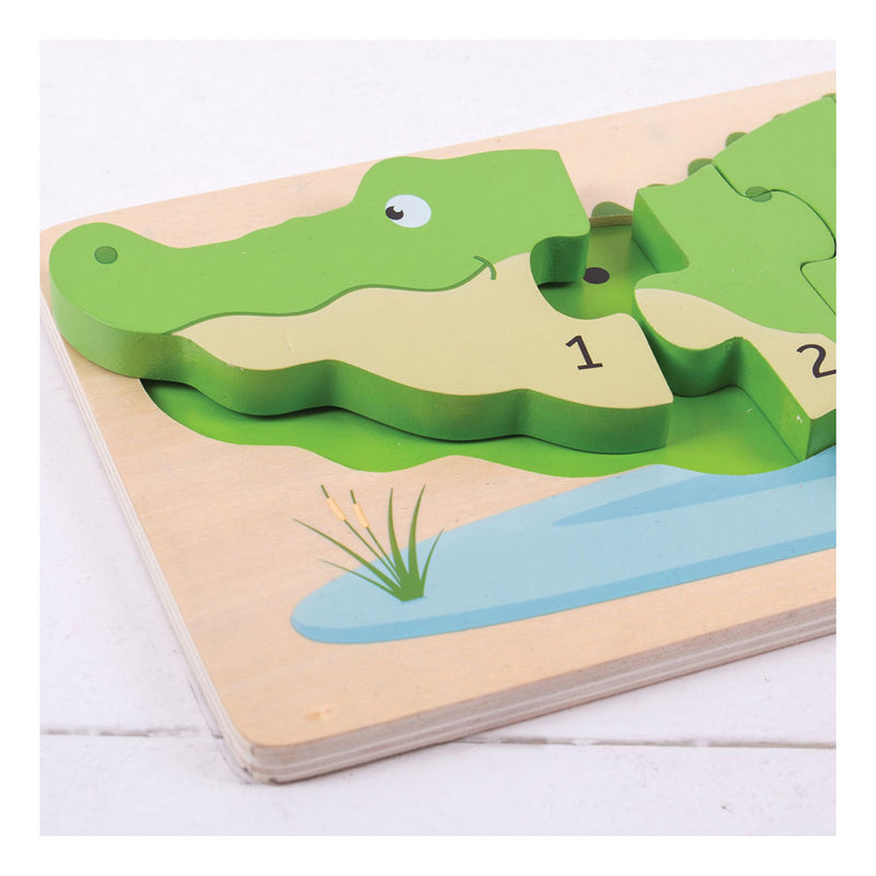 Afbeelding laden in galerijviewer, Bigjigs speelgoed houten puzzel 3d krokodil - bigjigs
