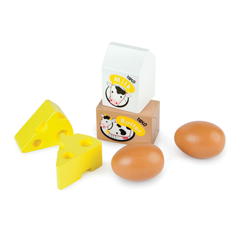 Afbeelding laden in galerijviewer, Tidlo houten eieren en melk in een kratje
