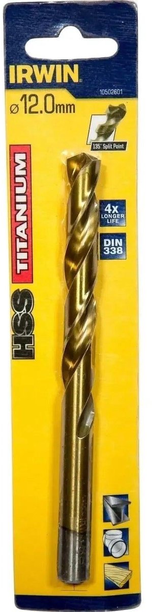 Irwin hss metaalboor 135° titanium 12mm - 10502601