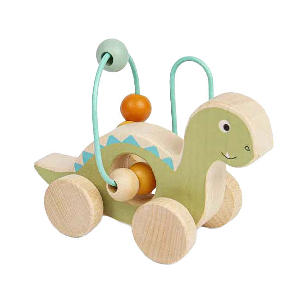 Afbeelding laden in galerijviewer, Bigjigs houten duwfiguur diplodocus met kralenframe
