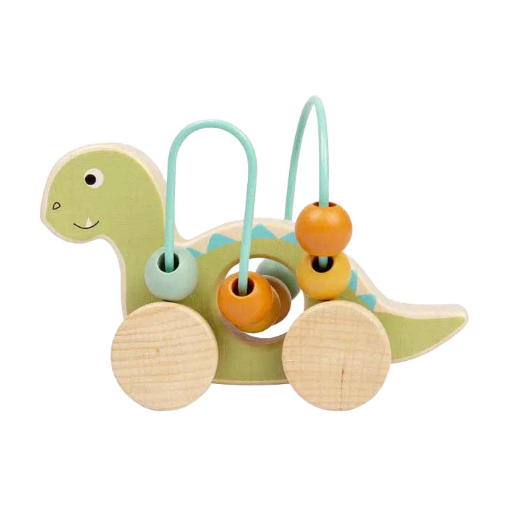 Afbeelding laden in galerijviewer, Bigjigs houten duwfiguur diplodocus met kralenframe
