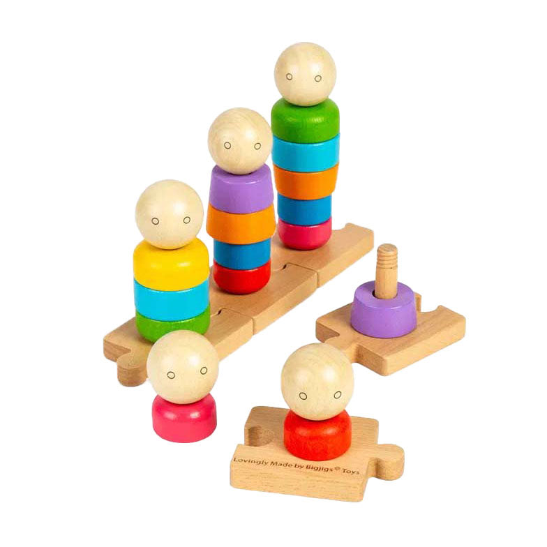 Afbeelding laden in galerijviewer, Bigjigs houten regenboogfamilie stapelspeelgoed, 25dlg.
