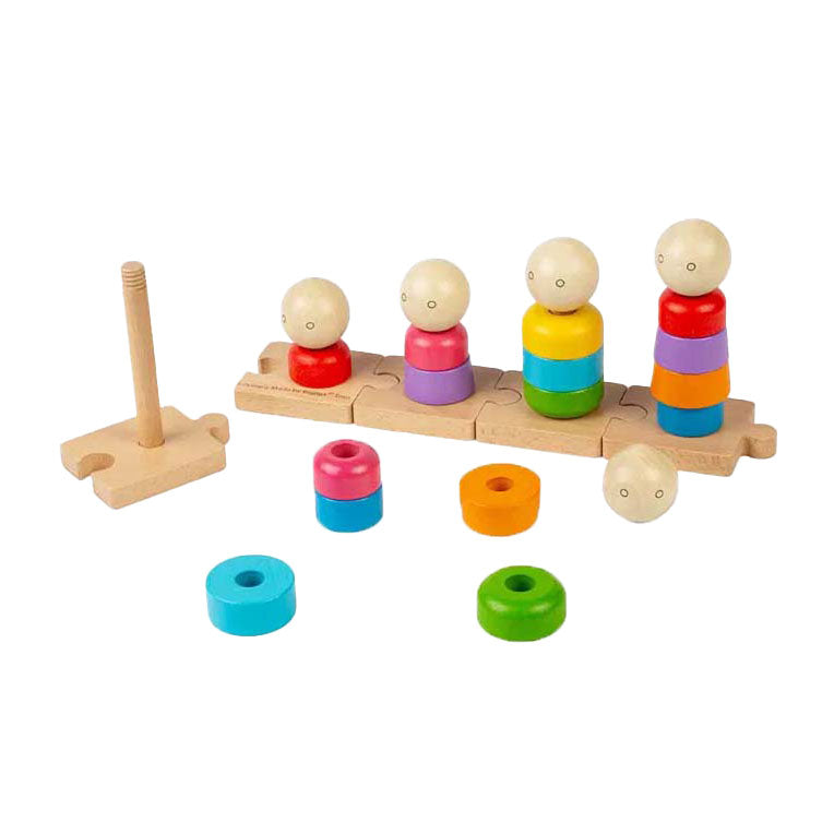 Afbeelding laden in galerijviewer, Bigjigs houten regenboogfamilie stapelspeelgoed, 25dlg.
