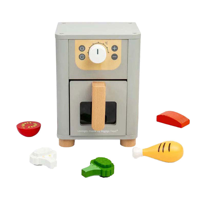 Afbeelding laden in galerijviewer, Bigjigs houten airfryer speelset, 5dlg.
