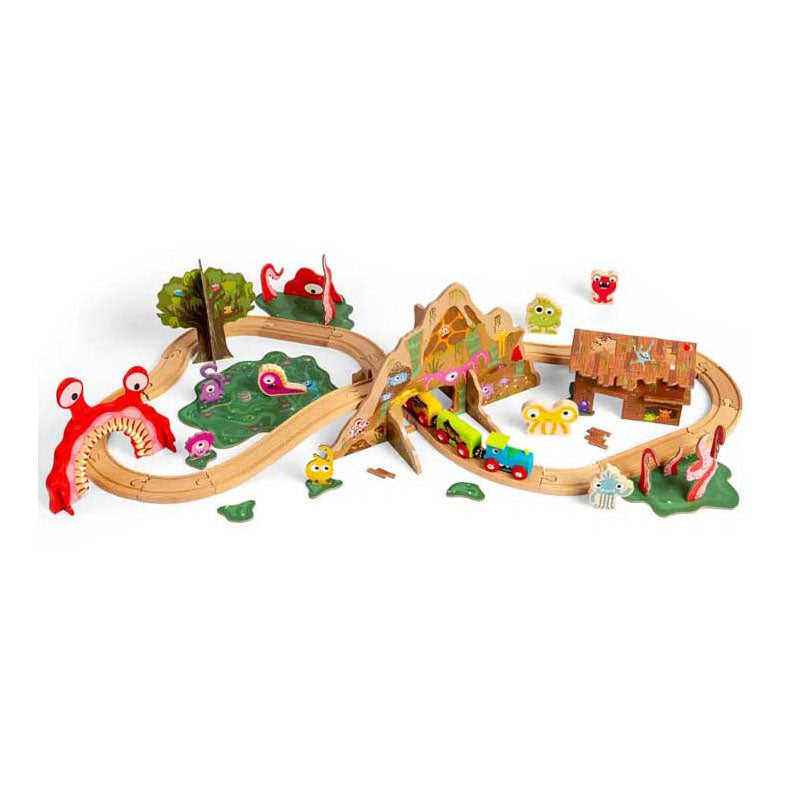 Afbeelding laden in galerijviewer, Bigjigs houten monster treinset, 50dlg.
