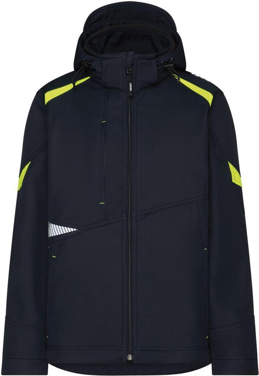 Dassy softshell kalama polyester nachtblauw fluogeel xl