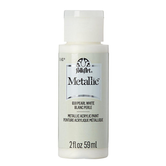 Folkart • metallic acrylic paint pearl white 59ml