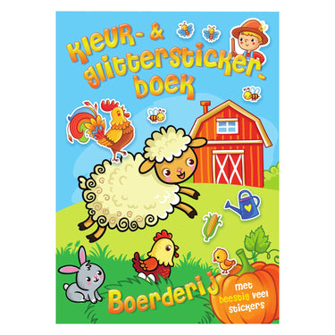 Mondikaarten kleur- glitter stickerboek boerderij