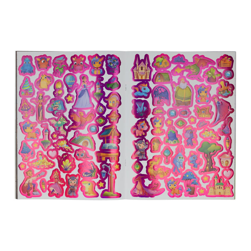 Afbeelding laden in galerijviewer, Kleur- en stickerboek fantasiewereld
