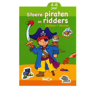 Standaard uitgeverij plakken en kleuren - stoere piraten en ridders, 4-6 jaar
