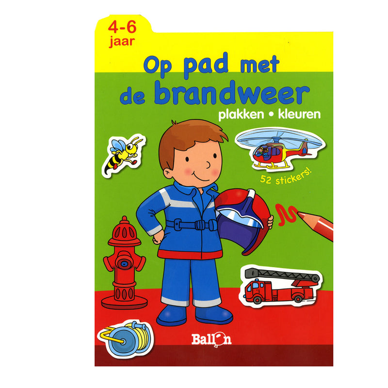Afbeelding laden in galerijviewer, Standaard uitgeverij plakken en kleuren - op pad met de brandweer, 4-6 jaar

