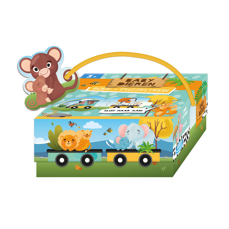 Afbeelding laden in galerijviewer, Lantaarn publishers boek en puzzeltrein babydieren
