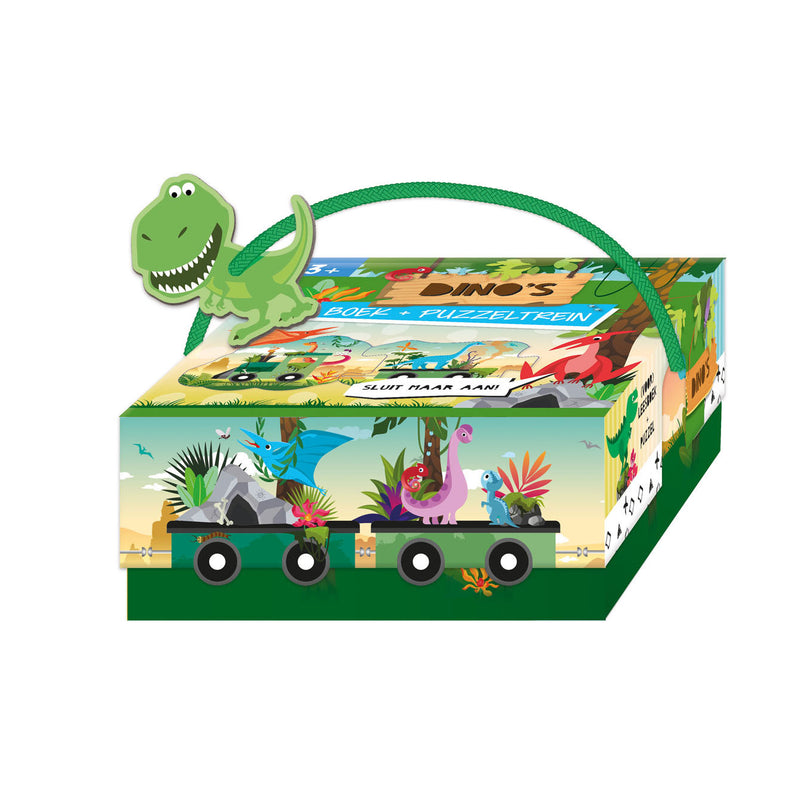 Afbeelding laden in galerijviewer, Boek en puzzeltrein dino's

