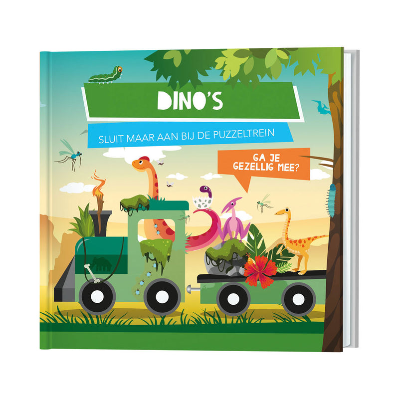 Afbeelding laden in galerijviewer, Boek en puzzeltrein dino's
