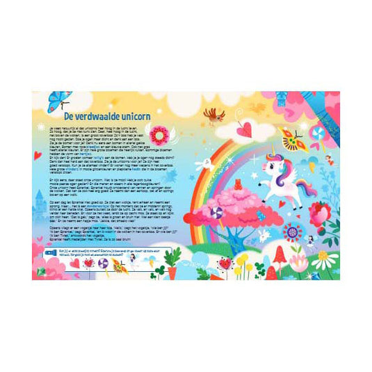 Lantaarn publishers speuren naar unicorns zoekboek met kartonnen zaklamp