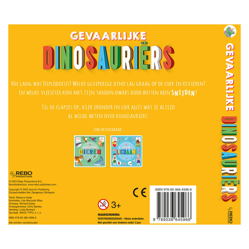 Afbeelding laden in galerijviewer, Rebo publishers gevaarlijke dinosauriers flapjesboek
