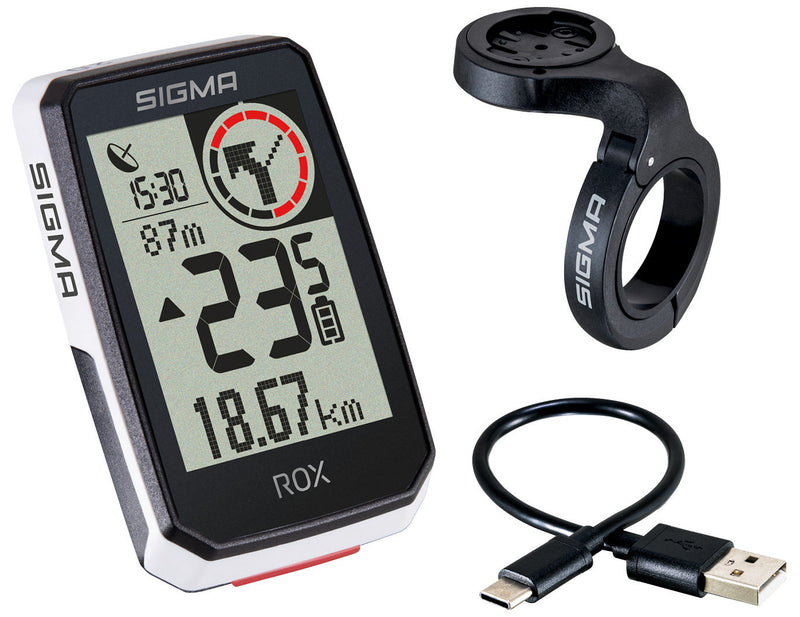 Afbeelding laden in galerijviewer, Sigma rox 2.0 gps zw wit overclamp stuurhouder + usb-c oplaadkabel

