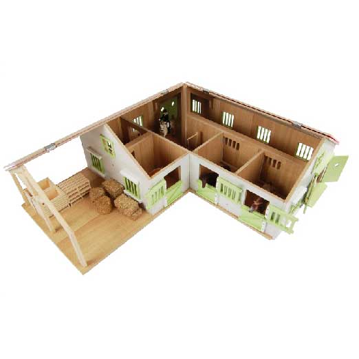 Afbeelding laden in galerijviewer, Kids globe paardenhoekstal met 3 boxen en berging roze 1:24
