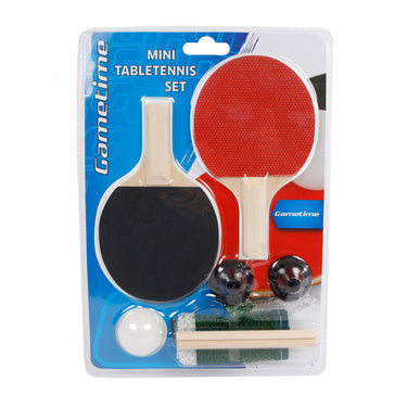 Gametime tafeltennisset mini 16 x 9 cm zwart rood 4-delig