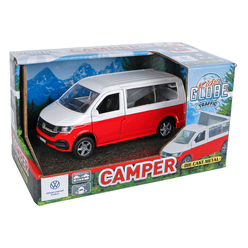 Afbeelding laden in galerijviewer, Kids globe vw transporter camper die cast pull back 13,5cm
