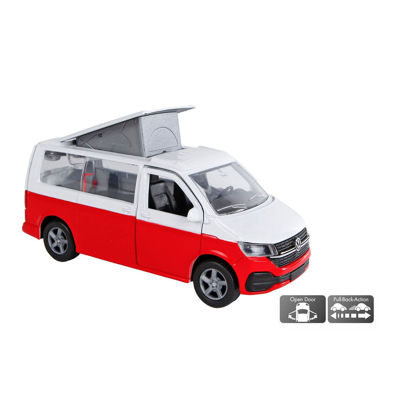 Afbeelding laden in galerijviewer, Kids globe vw transporter camper die cast pull back 13,5cm

