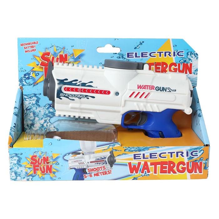 Afbeelding laden in galerijviewer, Sun fun waterpistool elektrisch met fles 18cm wit blauw speelgoed .
