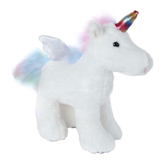 Eehoorn staand pluche knuffel wit, 18cm