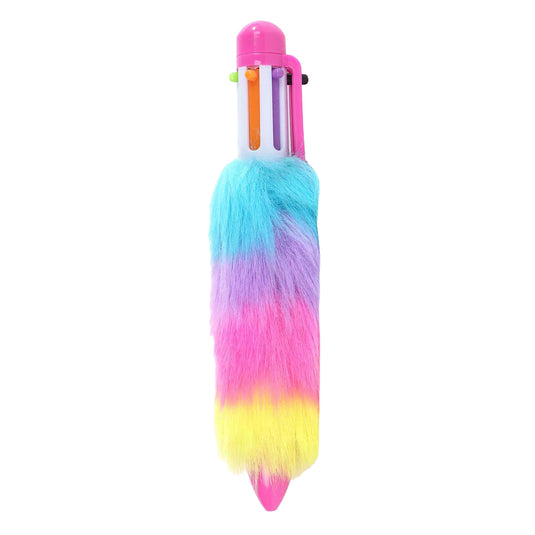 Glamour pluizige multi kleur balpen