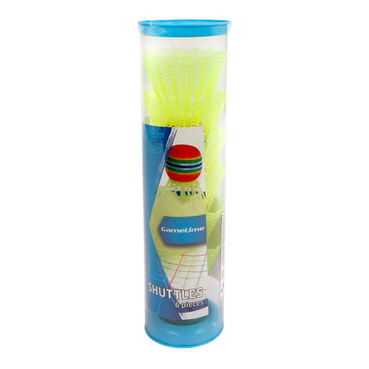Gametime nylon shuttle geel met foam kop 6st.